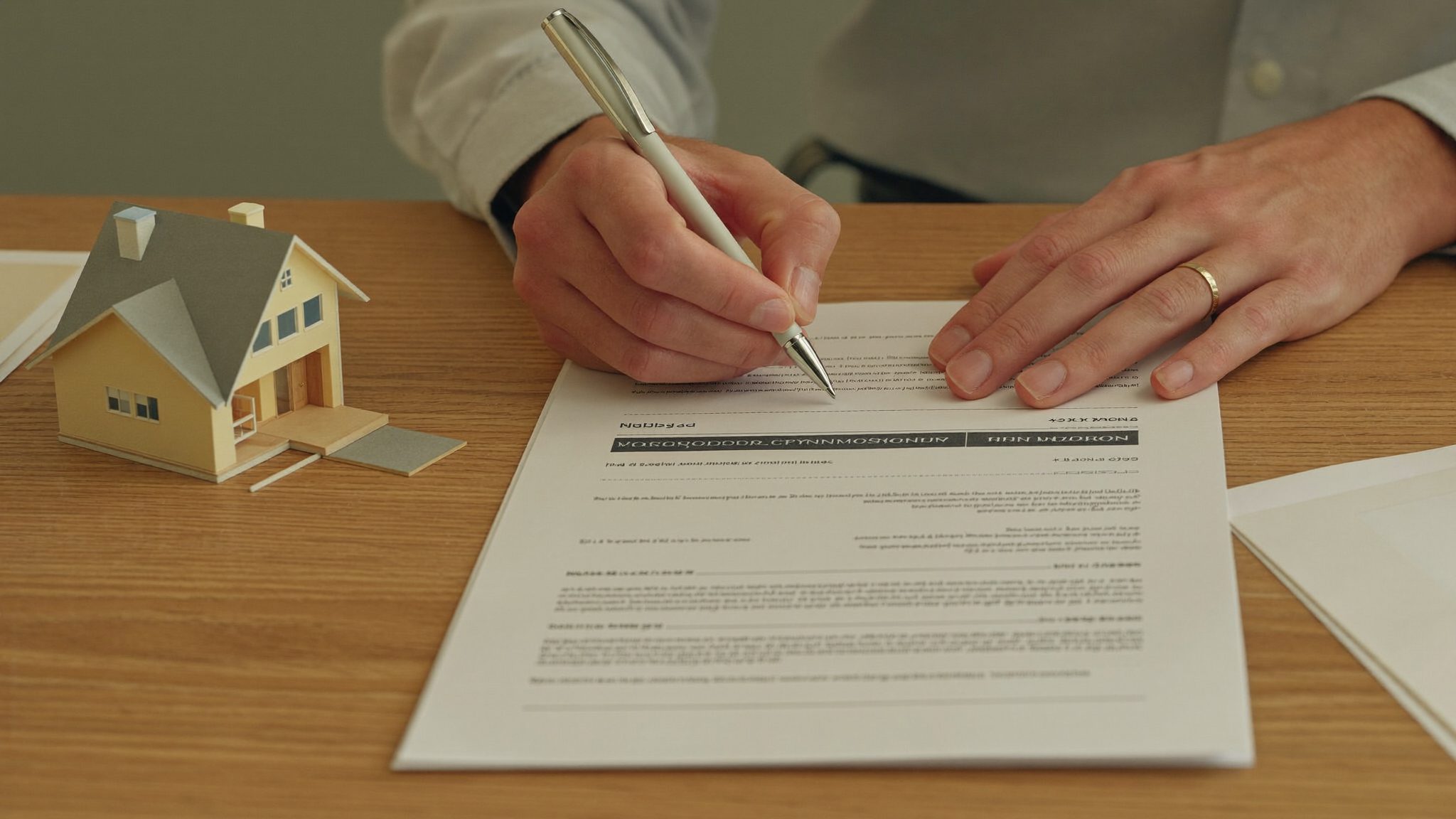 Penandatanganan dokumen properti di atas meja